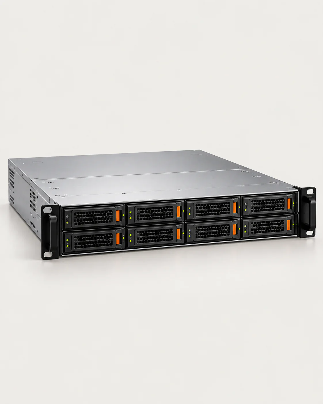 2U dual-processor rack server front view with drive bays